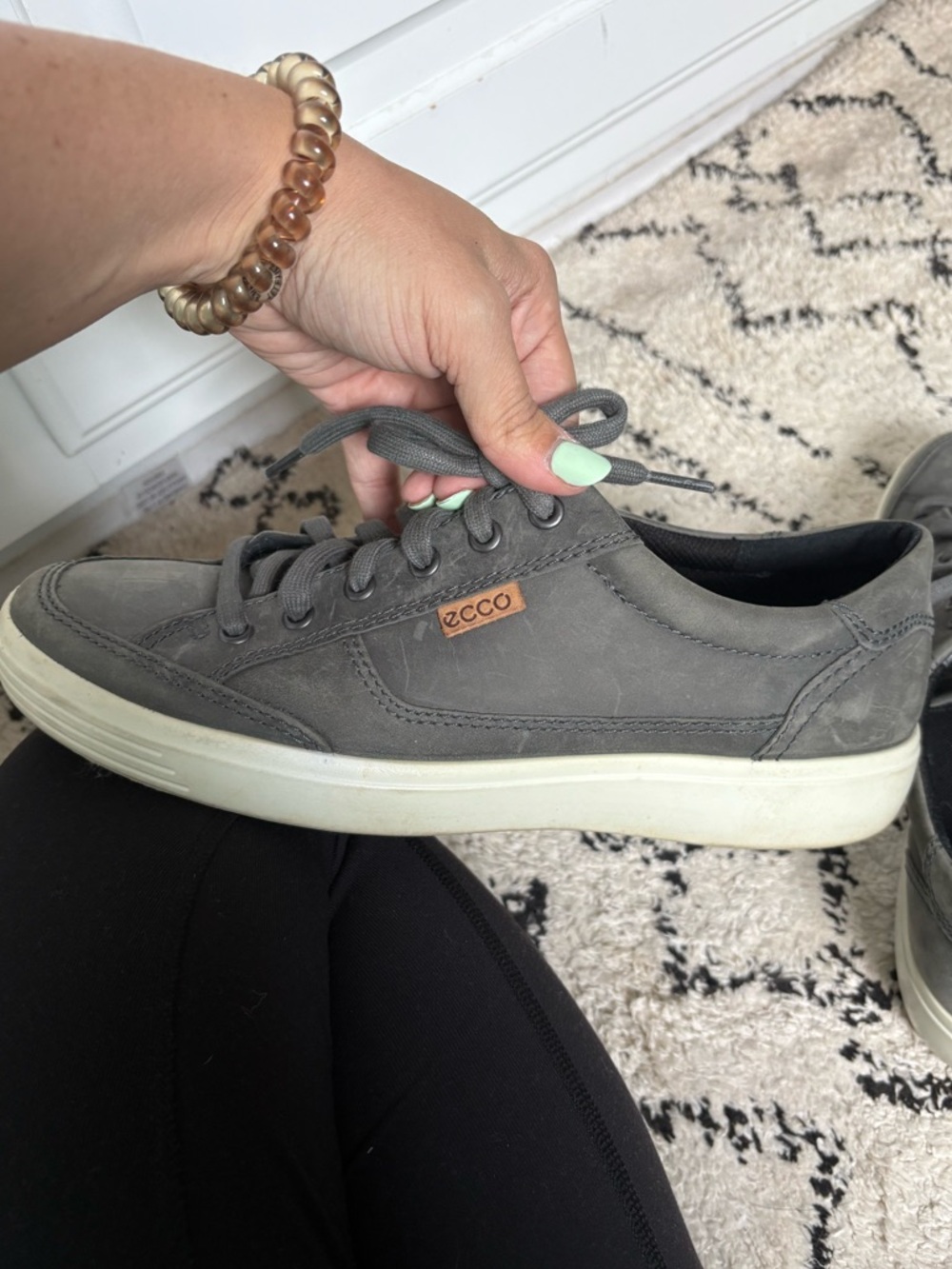 Ecco Mens Soft 7 Sneakers Gray Leather Lace Up Low Top Shoes Size 8 US 42 EU - Picture 11 of 11